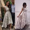 Biały Pełna Koronki Prom Dresses Wysokie Niska Wieczór Party Suknie Graduation Suknie Formalna Party Dress Vestidos de Fiesta Suknie wieczorowe Dostosuj