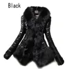 faux fur jacket leather sleeves