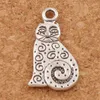 Kropki Swirl Fat Cat Charms Wisiorki 180 sztuk / partia 12x22mm Antyczne Srebrna Biżuteria DIY Fit Bransoletki Naszyjnik Kolczyki L1158