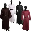 Ortaçağ Kostümleri Wicca Pagan Ritüel Elbiseler 4 Renkler Erkek Vintage Rahip Kıyafeti Cope Priest Clergy Robe Cosplay Kostüm Bel Kemeri ile