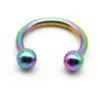 Rainbow Horseshoe 316L Surgical Steel Nostril Nose Ring circular piercing ball Horseshoe Rings CBR ring earring16G 6MM 8MM 10MM