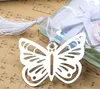 200 stks metalen zilveren vlinder bladwijzer bladwijzers witte kwasten bruiloft baby shower partij decoratie gunsten gift geschenken gratis verzending