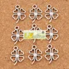 Open Clover Leaf Charms Hangers 300 stks / partij Antiek Zilver Sieraden Bevindingen Componenten DIY L368 11.3x17mm Tibetaans zilver