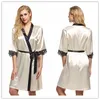 Kvinnors Kimono Pyjamas Robe Badrock Sexig Underkläder Slang SleepWear Short Satin Lace NighGowns Lady Bridesmaid Robes