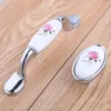 96mm Pull Modern Fashion Rural Pink Rose Ceramic Wine Cabinet Dresser Door Handtag 16mm Silver Gold Drawer Shoe Cabinet Knobs Pulls