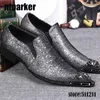 Chaussures habillées pour hommes avec strass brillants gris en cuir véritable bout pointu en métal chaussures POP de fête pour hommes, EU38-46!