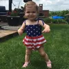 Neugeborenes Baby Body Stirnband set Sommer Ärmel USA Flag Infant Baby-Kleidung Kleinkind-Overall Kinderkleidung Outfit