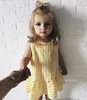 Mode filles bébé vêtements enfant en bas âge fille robes été sans manches jaune rayé bébé robe coton filles vêtements