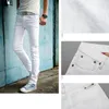 HOT 2017 Moda Branco Jeans Skinny Masculino Hip Hop Calça Lápis Adolescentes Meninos Casuais Slim Fit Punhos Bottoms 27-34