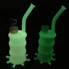 New Fluorescent Light Silikon Wasserpfeife Glas Bongs Öl Rigs Glasbong 8,26 Zoll Höhe mit 14,4mm Joint Silikon Material