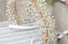 Vintage Wedding Bridal Crystal Rhinestone Pabolek na głowę wstążka Pearl Headpiece Hair Band Gold Accessories Jewelry Crown Tiara Princess 255r