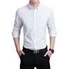 Wholesale- Top Quality Long Sleeve Men's Shirt Slim Fitness Solid Cotton Mens Dress Shirts Plus Size 3XL,4XL,5XL 11 Colors Free Shipping