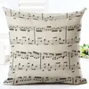 music notes cushion cover vintage linen throw pillow case guitar capa almofadas vintage piano cojines shabby chic home decor