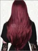 Парики Длинные прямые волосы Парики Новый темно-красный смешанный женский парик бесплатная доставка