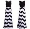 Sprzedaż Breaking Summer Sukienki Runway Round Neck Szycia Bez Rękawów Kobiet Wave Paski Dress LX028