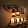 Лодочная деревянная лампа настенная лампа винтаж настенный ламп E27 Edison Bulb Lated Iron Retro Промышленное освещение дома прикроватное лампа