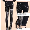 Fashion Long jeans woman Casual Pencil pants Girl Washed Black printing Pattern Skinny Long women high quality Jeans Capris