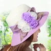와이드 가장자리 여름 모자 밀짚 모자 교회 모자 플로피 비치 모자 장착 모자 넓은 여성용 모자