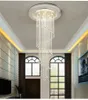 Moderna LED Crystal Chandeliers Trappor Ljus Lampor Kristall Hängsmycke Belysningsarmaturer Matsal Inomhus Hem Deco Lamfarmatur