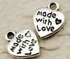 Vente en gros - MIC EN STOCK 100 Pcs / lot fait avec amour Coeur Perles Charms pendentif Fit Bracelet 12x10mm