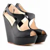 사파토 Feminino 패션 숙녀 특허 플랫폼 들여다 발가락 하이힐 웨지 신발 샌들