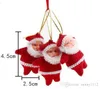 Ornements d'arbre de Noël décor de nouvel an du père Noël décorations d'arbre de Noël corde d'or ornements suspendus petites poupées de père Noël rouges