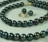 8-9 мм натуральный черный жемчуг ручной завязывают ожерелье браслет серьги комплект ювелирных изделий