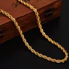 31" Big Chunky Long Hip Hop Yellow Gold Chain Twist Rope Necklace Men Jewelry 18K Gold Gun Filled Brass African Ethiopian Lengthening