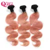 1B rosa ombre kroppsvåg brasilianskt mänskligt hårväv buntar virgin persika ombre hårförlängningar y r hårförlängningar 3 buntar5016540