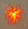 مصابيح قلادة CE / UL الصمام البورسليكات مورانو زجاج الفن اليد في مهب الحديثة عباد الشمس الفني الثريات الإضاءة