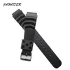 Jawoder Watchband 20 22mm Black Silicone Rubber Watch Band Rem rostfritt stål Pin Buckle For Casio Sports Watch Straps233p