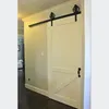 4-8.2ft Vintage Industrial Spoked European Black Steel Sliding Barn Door Hardware Closet Set Door Track Carbon