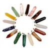 Çeşitli 10 Taşlar Bullet Şekli Taş Hediye Şifa Sivri Çakra Kolye Kuvars Kristal Charm Kolye Kolye Yapımı için Randow Renk