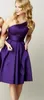 Barato Roxo escuro simples roxo um ombro curta dama de honra vestido cetim corset joelho comprimento um zipper elegante vestidos de festa de casamento vestido