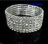 1-10 righe Bracciale in cristallo da tennis Bracciale da sposa elasticizzato in ystl con strass per gioielli da sposa