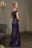 스팽글 어머니 드레스 정장 저녁 공식적인 착용 맞춤형 2021 Bateau 목 바닥 길이 고품질의 핀 슈즈 스타일 겸손한 디자인
