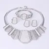 Guldpläterade kristallsmycken Set för kvinnliga pärlor krage halsband örhängen armband ringar set costum mode shell accessories228u