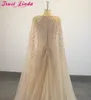 우아한 정장 이브닝 드레스 Tulle Cape Ruffles 실제 사진 쇼 긴 쉬어 파티 파티 가운 저녁 착용 드레스