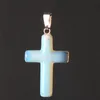 Wholesale Mixed Natural Energy Crystal Stones Slim Hanging Celtic Cross Lucky Pendant Free Beads for Women Men Hand Carved Pendants Jewelry