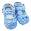 Partihandel-0-18 månader Spädbarn Prewalker Toddler Girls Kid Bowknot Soft Anti-Slip Crib Shoes