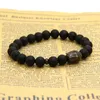 Religiösa Smycken 10st / Lot Dignified Buddha Head Armband Tillverkade med 8mm Naturlig Matt Agate Stone Pärlor