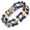 16mm Heavy Punk Boys Mens Women Bike Biker Motorcycle Link Chain Bracelet Gold Blue Black Green Orange Tone 316L Stainless Steel B249h