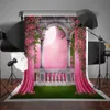 SUSU Spring Photo Studio Backgrounds Garden Gallery Pink Curtain Fondali fotografici Balcone 5x7ft per oggetti di scena per la fotografia di matrimonio