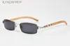 popular lunette sunglasses for women retro half frame bamboo wood sunglasses full frame silver gold mental alloy frame gray black 2217