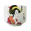 Japanese Porcelain Sake Set Wine Bottle and Cup Drinkware Gift Geisha Lady Traditional Chinese Painting of Beautiful Women Design