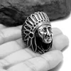Europeisk och amerikansk retro punk Indian Chief Peint Finger Ring Tillströmning av personer av icke-vanliga män och kvinnor av titan stål ringar