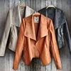 Vente en gros - Livraison Gratuite 2016 Nouvelle Mode Automne Hiver Femmes Marque Faux En Cuir Souple À Manches Longues Manteau Zipper Conception Moto PU Veste