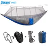 Hamac de camping avec moustiquaire lit extérieur tissu de parachute élargi hamacs doubles pour intérieur, camping, randonnée, sac à dos, Bac