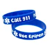 100PCS Peanut Allergy Call 911 Silicone Rubber Bracelet Children Size Used In School Or Outdoor Activities