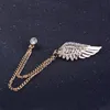 Elegant Chain Tassel Wing Crystal Brooch Fashion Jewelry Rhinestone Pin Brooches For Gift Unisex Jewelry Lots 12 Pcs